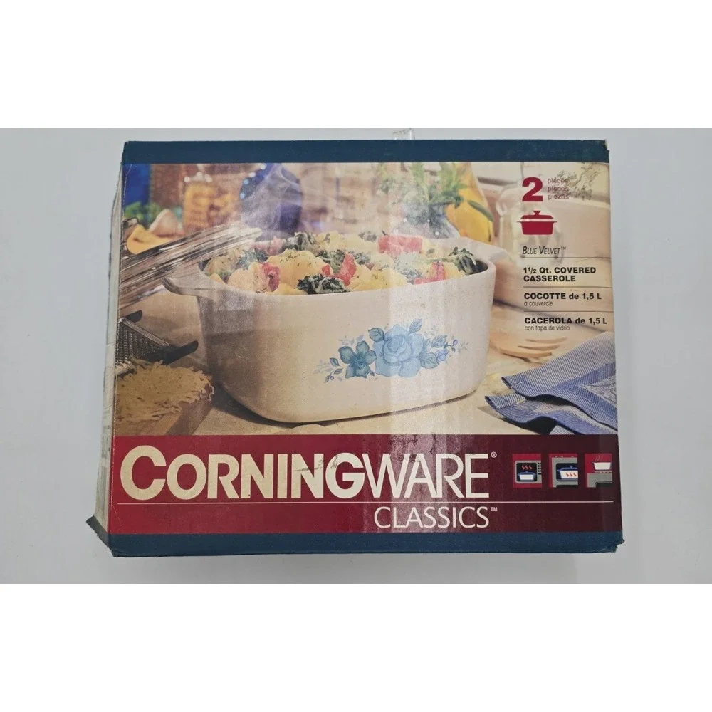 Vintage Corning Ware Blue Velvet Rose 1.5 Liter Casserole Dish A-1 1/2-B w/ Lid